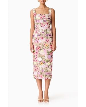 Elliatt Neve Floral Midi Cocktail Dress - Red