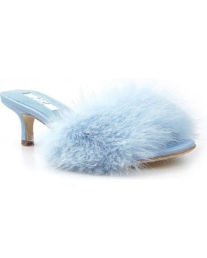 Zigi Faux Fur Kitten Heel Sandal - Blue