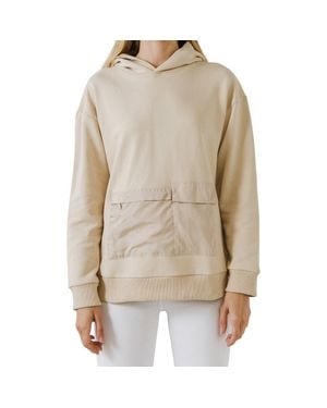 Grey Lab Contrast Pocket Hoodie - Natural