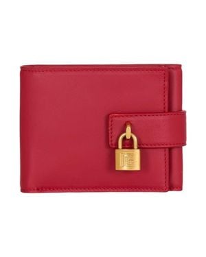 Balmain Pulse Trifold Smooth Leather Wallet - Red