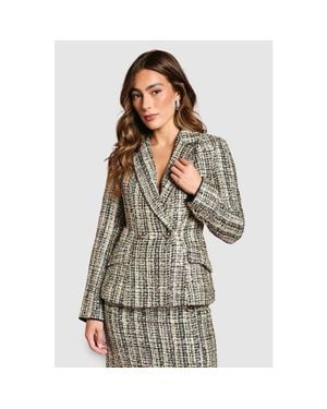 Coast Sequin Tweed Fitted Blazer - Gray