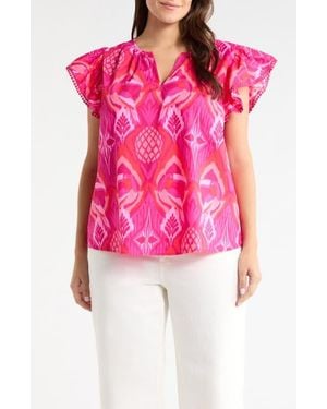 Sugarlips Devant Carya Ruffle Cotton Top - Pink