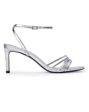 Black Suede Studio Ella70 Sandal - White
