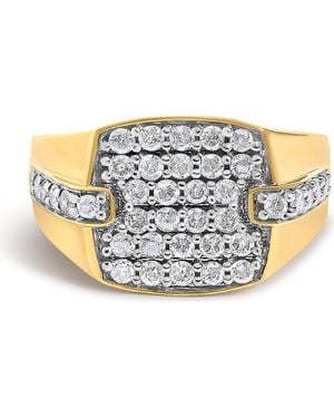 Haus of Brilliance 14K Plated Sterling 1.0 Cttw Diamond Geometric Band Ring - Metallic