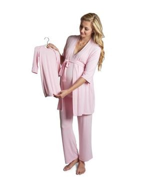 Everly Grey Analise During & After 5-Piece Maternity/Nursing Sleep Set For Mom & Baby - Pink