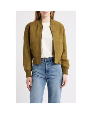 Schott Nyc Suede Bomber Jacket - Green