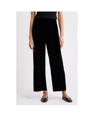 Eileen Fisher Straight Leg Velvet Ankle Pants - Black