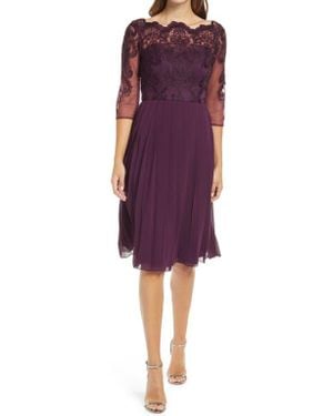 Chi Chi London Melina Lace Bodice Fit & Flare Cocktail Dress - Purple