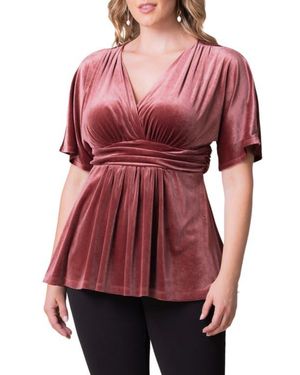 Kiyonna Park Avenue Velvet Top - Red