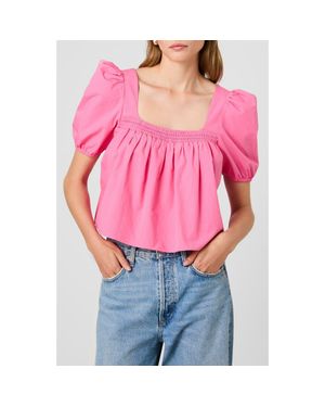 French Connection Cambria Cotton Puff Sleeve Top - Pink