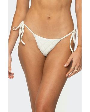 Edikted Open Knit Side Tie Bikini Bottoms - Natural