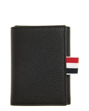 Thom Browne Snap Soft Pebble Leather Trifold Wallet - Black