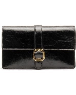 Frances Valentine Leather Accordion Crossbody Bag - Black