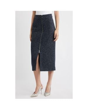 BOSS Villetta Tweed Midi Skirt - Blue