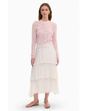 Rebecca Taylor Rhea Lace Knit Cardigan - Pink
