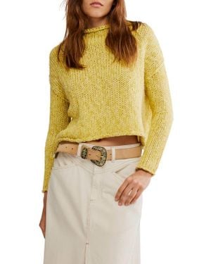 Free People Opal Roll Neck Crop Sweater - Yellow