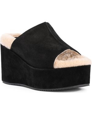 Seychelles Iconic Moment Leather Wedge Slide Sandal - Black