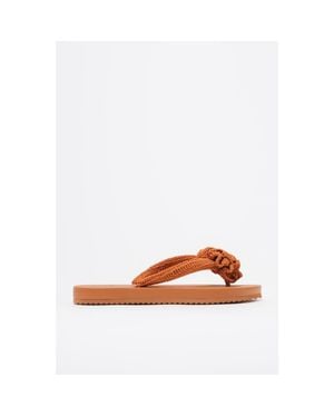 Bimba Y Lola Crochet Flower Flip-Flop - Brown