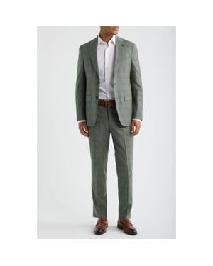 Jack Victor Midland Contemporary Fit Windowpane Check Slub Wool Blend Suit - Gray
