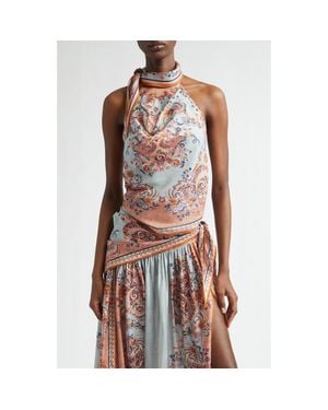 Zimmermann Aster Paisley Scarf Tie Silk Halter Top - Multicolor