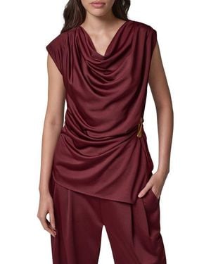 Donna Karan Cowl Neck Sleeveless Top - Red