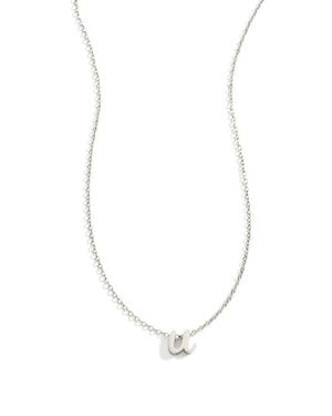 Mint & Lily Tiny Script Initial Necklace - White