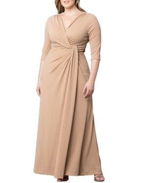 Kiyonna Romanced By Moonlight Glitter A-Line Jersey Gown - Natural