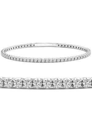 Bliss Diamond 3Ct Round Diamond Flexible Oval Bangle Bracelet 14K Lab Grown - Metallic