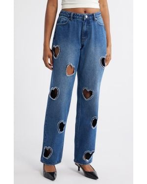 PTCL Laser Cut Heart Jeans - Blue