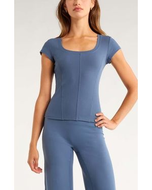 Zella Seamed Rib Top - Blue