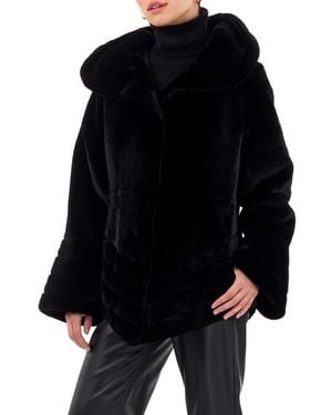 Gorski Genuine Shearling Jacket Reversible To Taffeta - Black