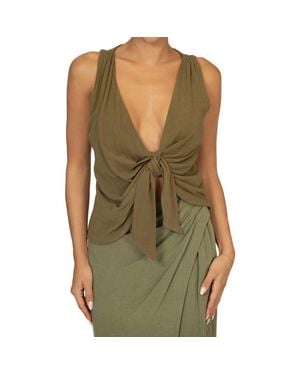 JLUXLABEL Elicia Front Tie Sleeveless Top - Green