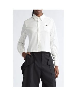 Undercover Boxy Crop Cotton Button-Up Shirt - White
