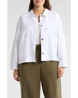 Eileen Fisher Classic Collar Organic Cotton & Organic Linen Jacket - White