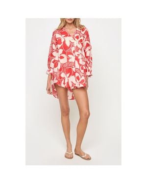 LSPACE Rio Linen Cover-Up Tunic - Red