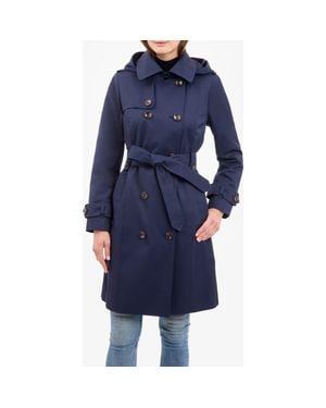 London Fog Cotton Blend Trench Coat - Blue