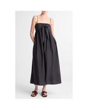 Vince Tie Front Cotton & Silk Maxi Sundress - Black