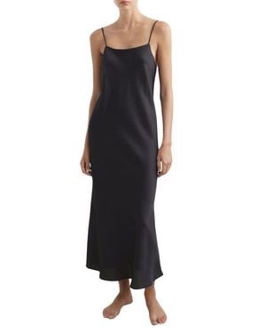 Mango Satin Midi Nightgown - Black