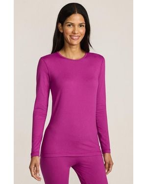 Lands' End Baselayer Cozy Thermaskin Crewneck Top - Pink