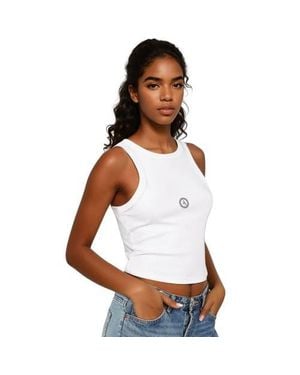 Akalia Tina Micro Rib Racer Tank Top - White