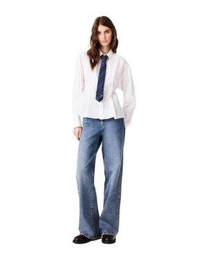 Maje Shirt With Lace-Up Back - Blue