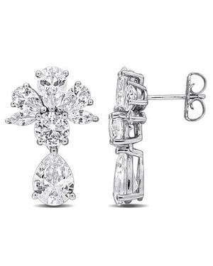 Julianna B Lab-Created Sapphire Floral Drop Earrings - White