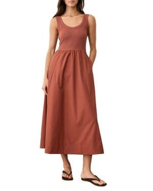 Marine Layer Gemma Mixed Media Midi Dress - Red