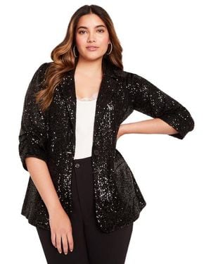 June + Vie Sequin Blazer - Black