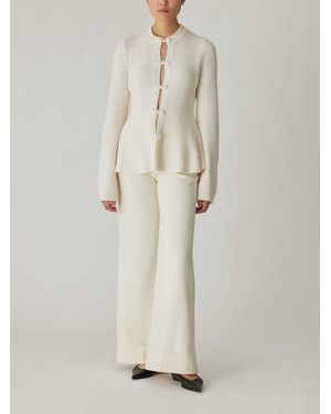 Rebecca Taylor Novlety Wool Peplum Cardi - White