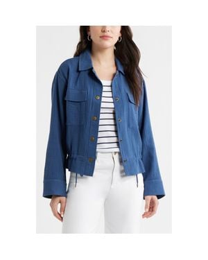Caslon Cotton Gauze Utility Jacket - Blue