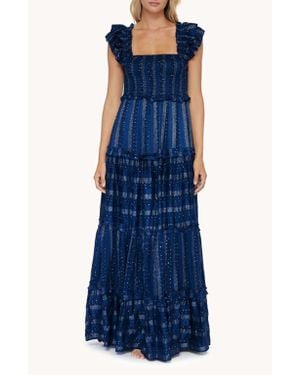PQ Swim Victoria Metallic Tiered Cover-Up Maxi Dress - Blue