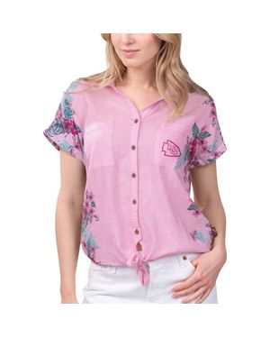Margaritaville Kansas City Chiefs Stadium Tie-Front Button-Up Shirt - Purple