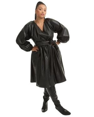 June + Vie Faux Leather Dress - Black