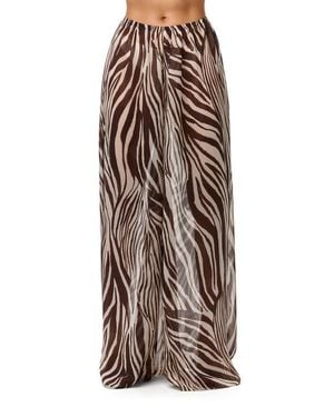 Naked Wardrobe Pleated Chiffon Wide Leg Pants - Brown